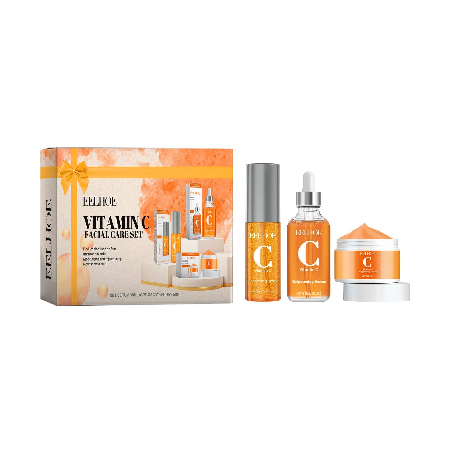 1set Vitamin C Facial Skin Care Set Moisturizing Brightening Reduce Dark Spot Skin