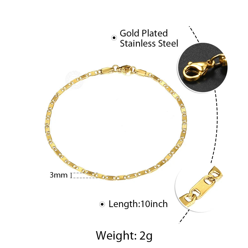 Minimalist Metal Anklets Women Gold Color Stainless Steel