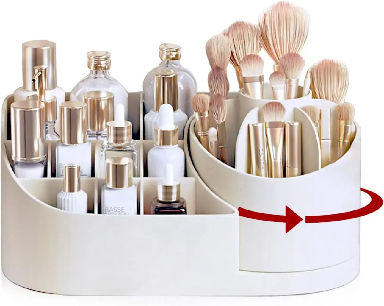 TLXT Makeup Organizer Countertop With Rotating Brush Holder