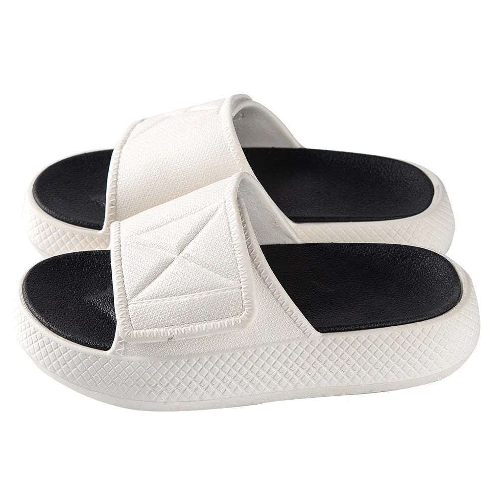 Pillow Slippers Thick Sole House Slides Adjustable Strap