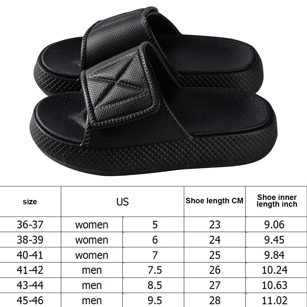 Pillow Slippers Thick Sole House Slides Adjustable Strap
