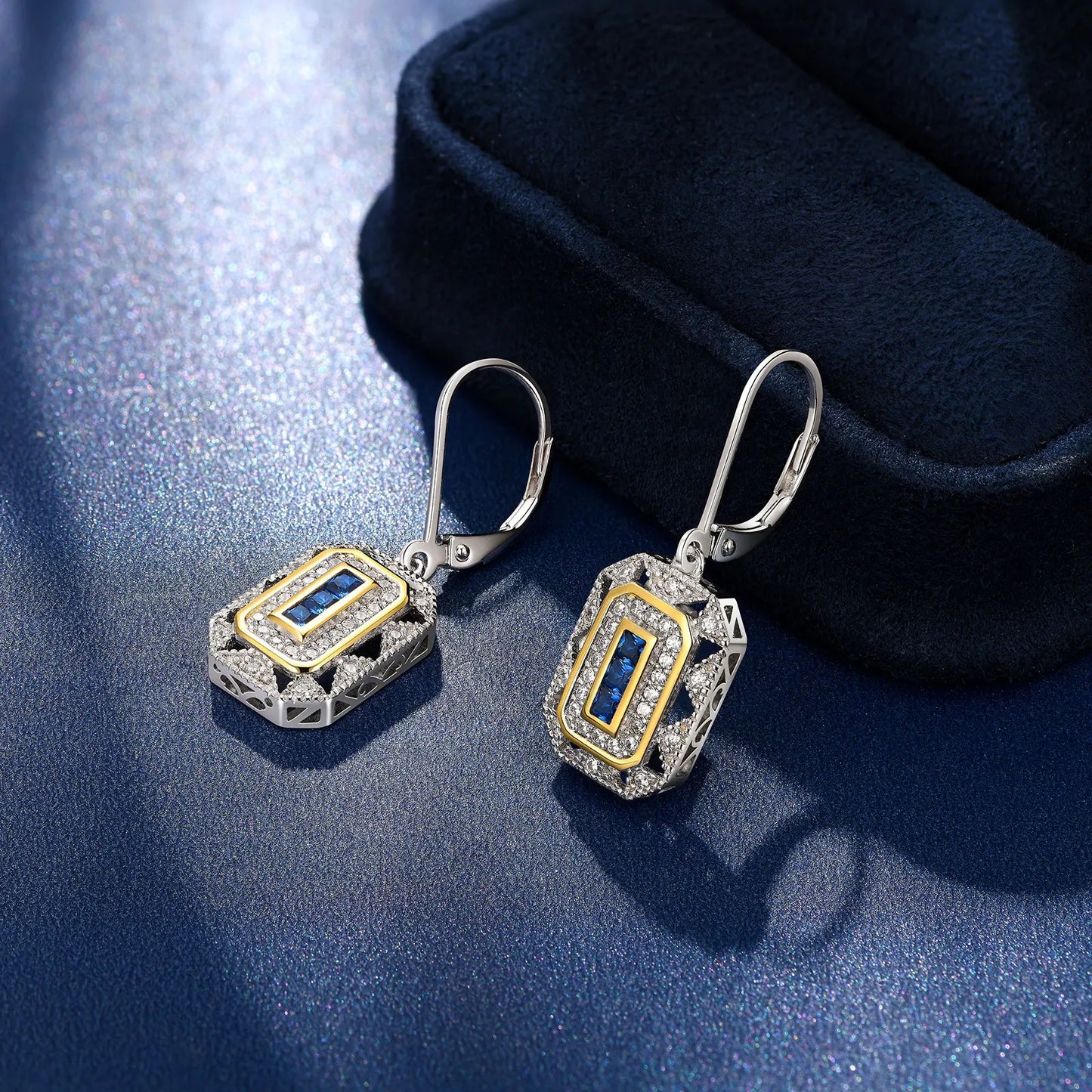 Solid 925 Sterling Silver K Gold Dangle Drop Earrings