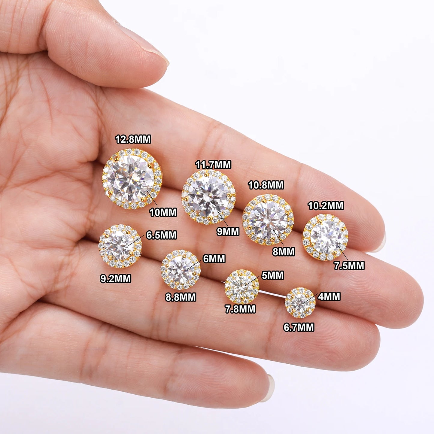 925 Sterling Silver 0.1-4 Carat Moissanite Round Earrings