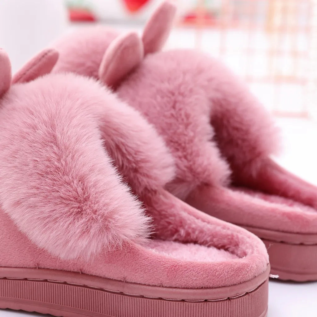 Winter Warm Home Fur Slippers Womens Indoor Home