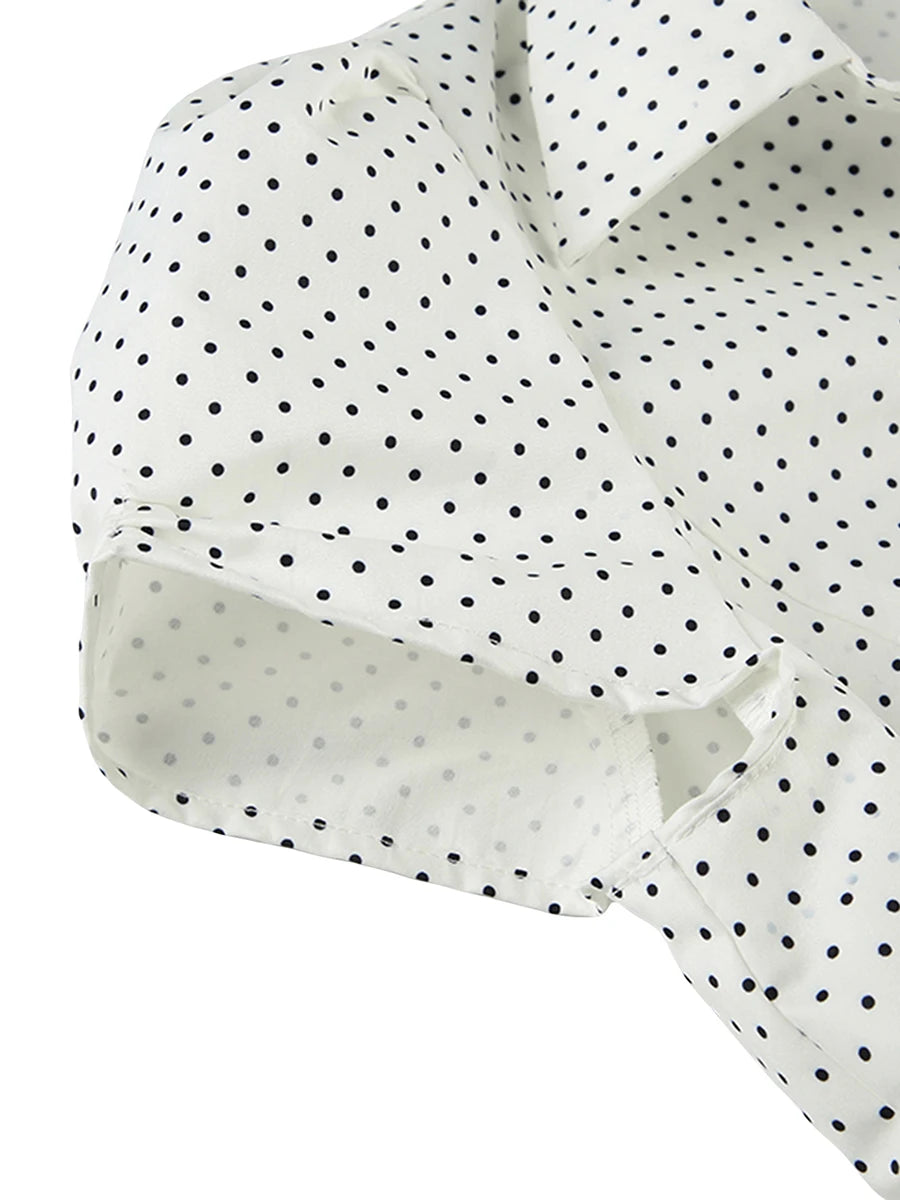 Highco Women's Polka Dot Print Button Down Shirt