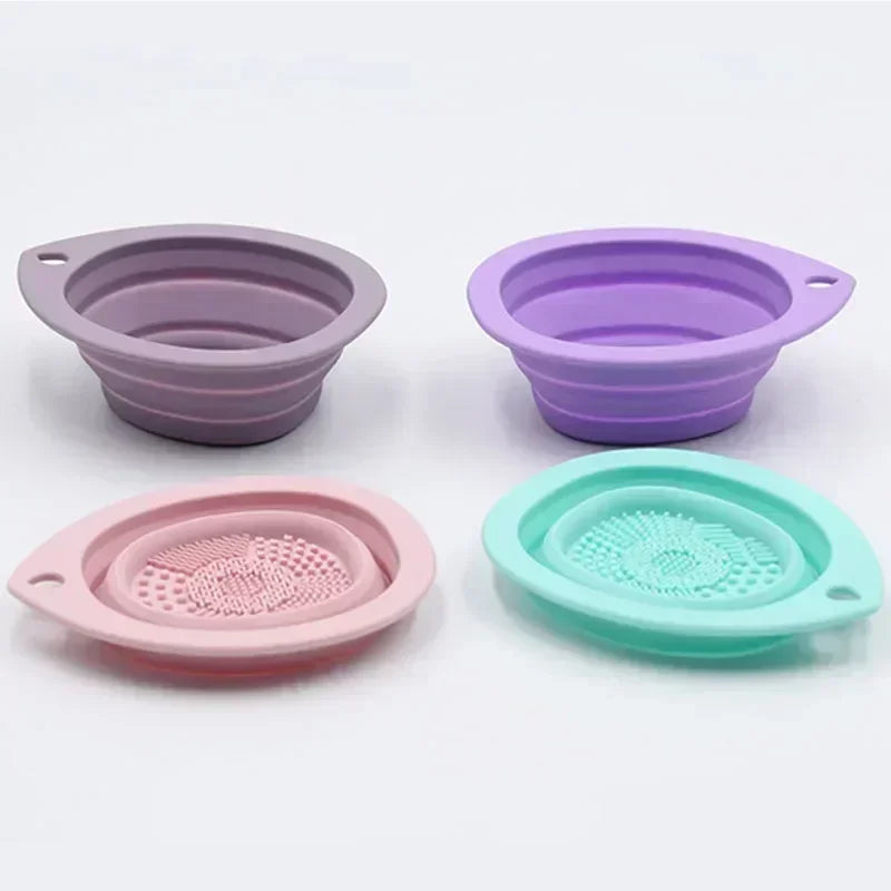 Silicone Makeup Brush Cleaner Foldable Powder Puff Bowl