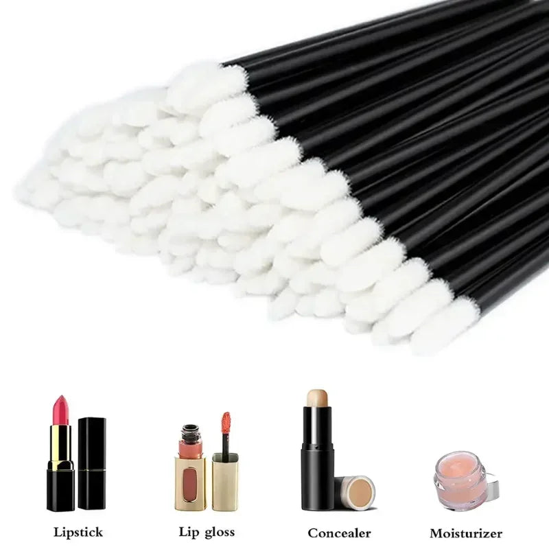 50pcs Disposable Make Up Lip Brush Lipstick Gloss Wands Applicator