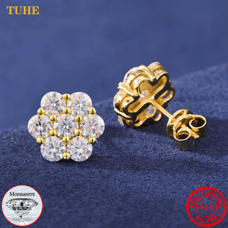 Full Iced Out Moissanite Earrings for Women Silver 925