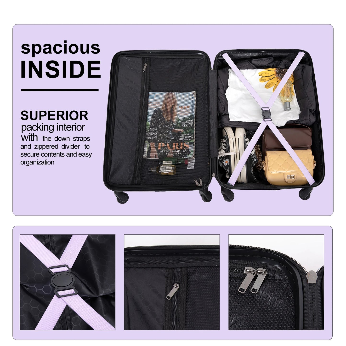 Travelhouse Lightweight ABS Luggage Spinner Wheels Carry On