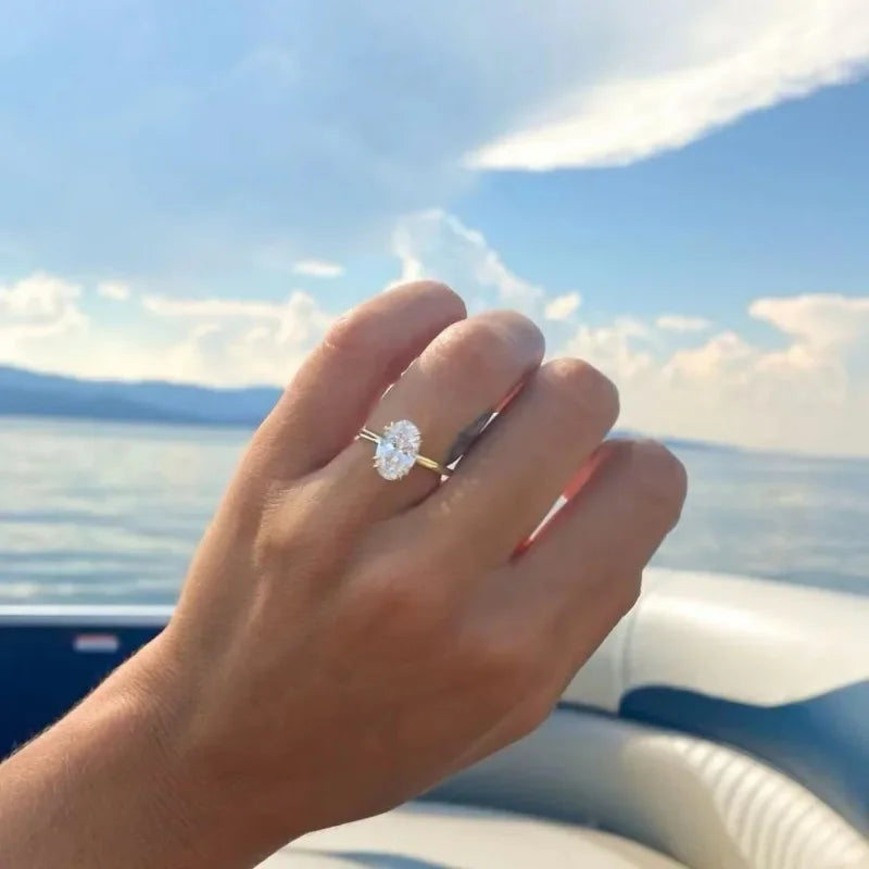 Engagement Rings Oval Cut Solitaire Cubic Zirconia