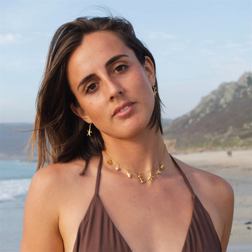 Surfer Girl Necklace Beach Jewelry Initial Necklace