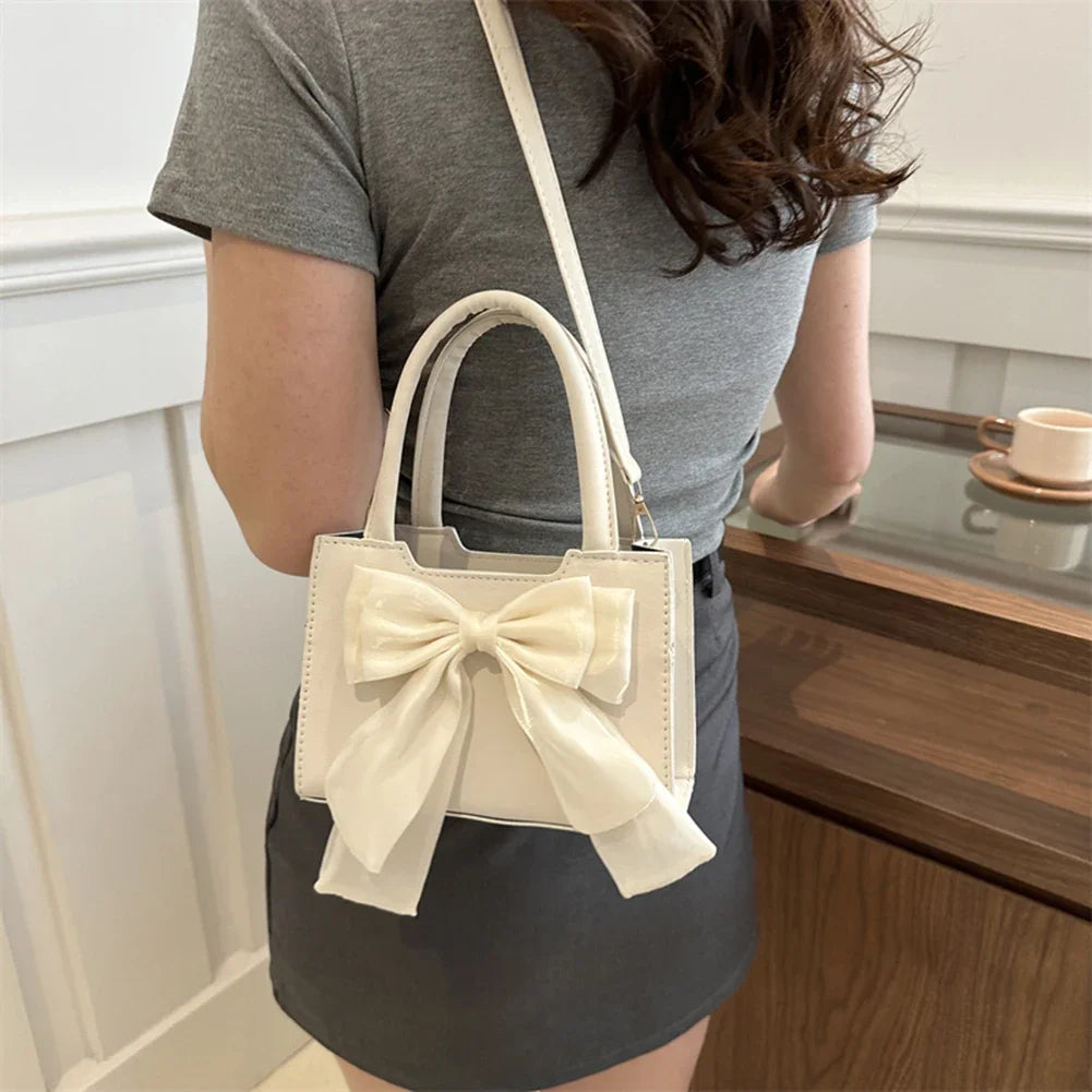 Fashion Purses for Women Bow Handbags Purse Luxury Design PU Faux Leather Top Handle Clutch Shoulder Crossbody Bags for Women
