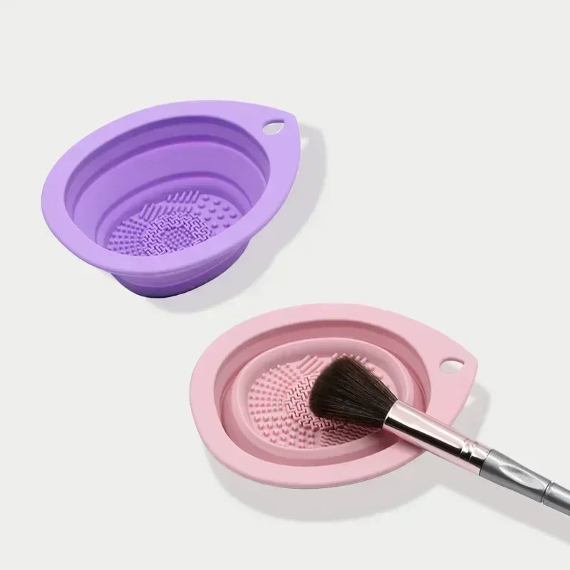 Silicone Makeup Brush Cleaner Foldable Powder Puff Bowl