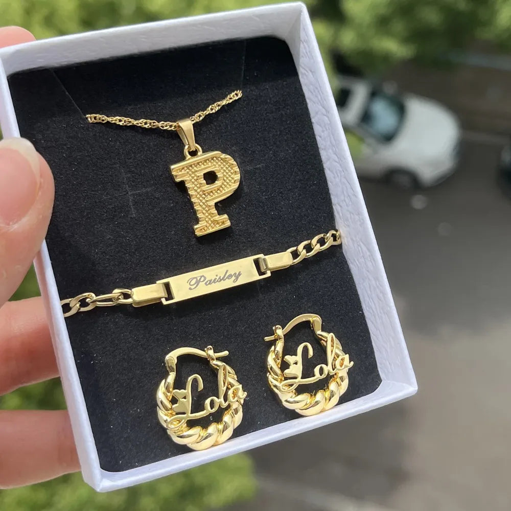 Custom Name Jewelry Set Personalized Mini Baby Girls