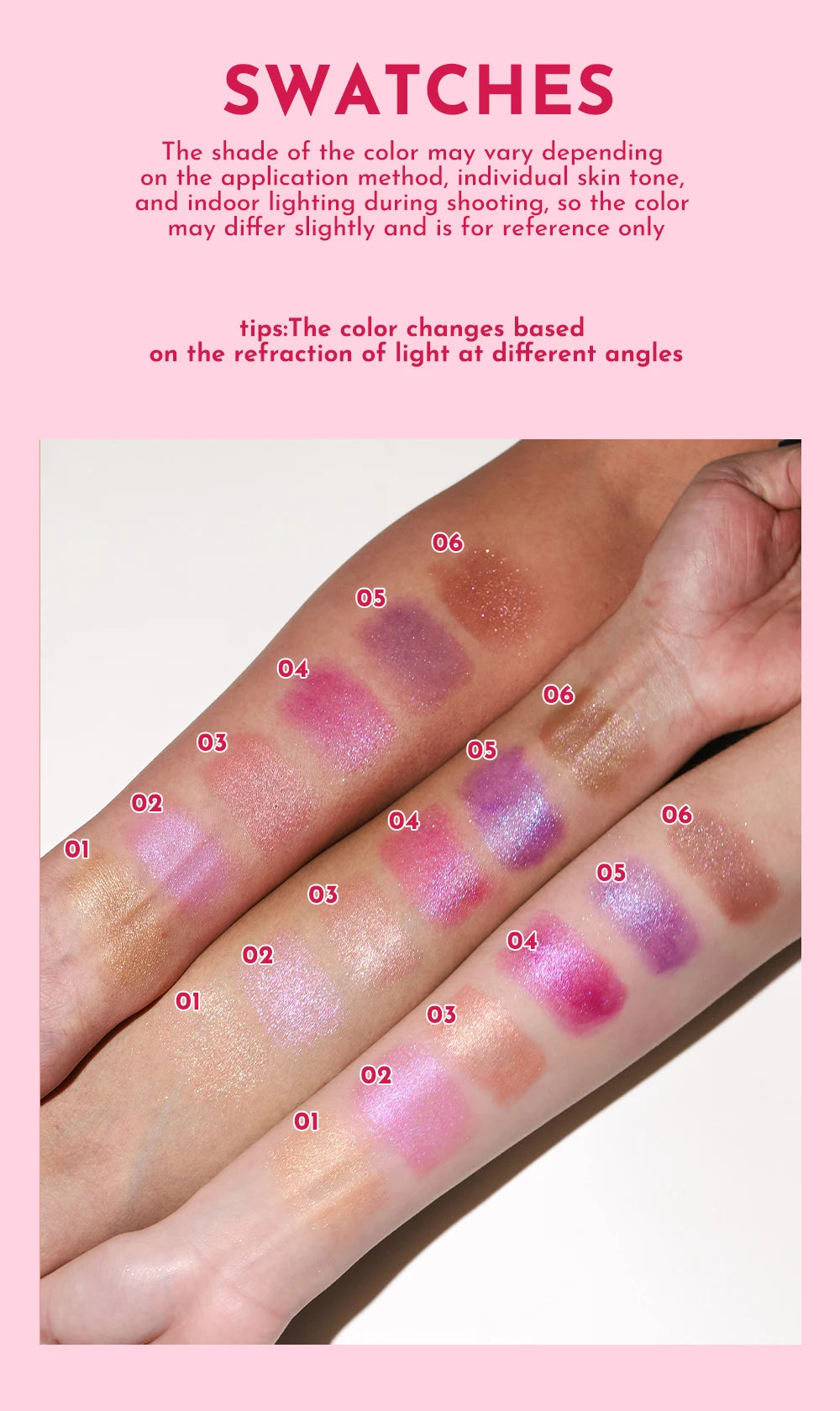 YOUNG VISION 6 pearlized shimmer lipsticks and eyeshadows