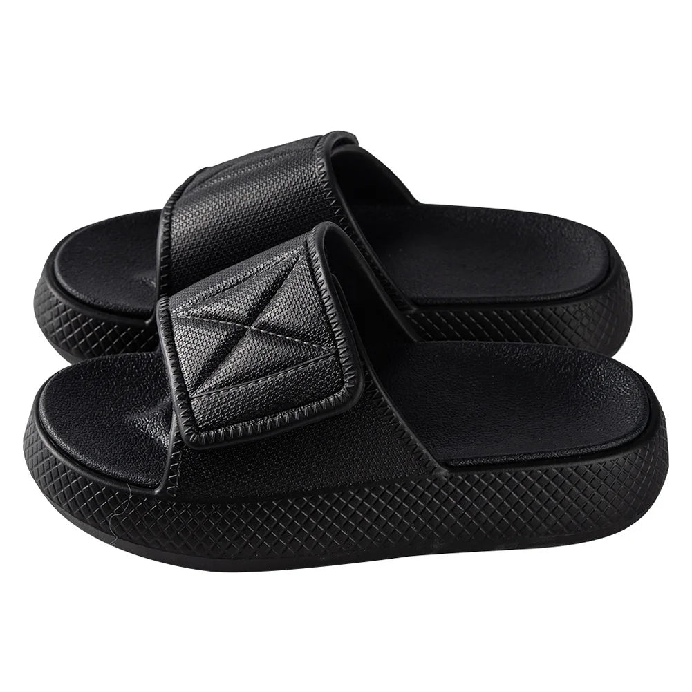 Pillow Slippers Thick Sole House Slides Adjustable Strap