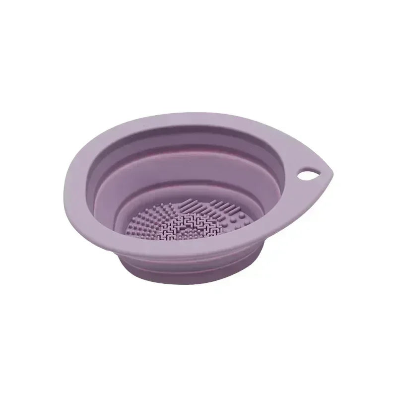 Silicone Makeup Brush Cleaner Foldable Powder Puff Bowl