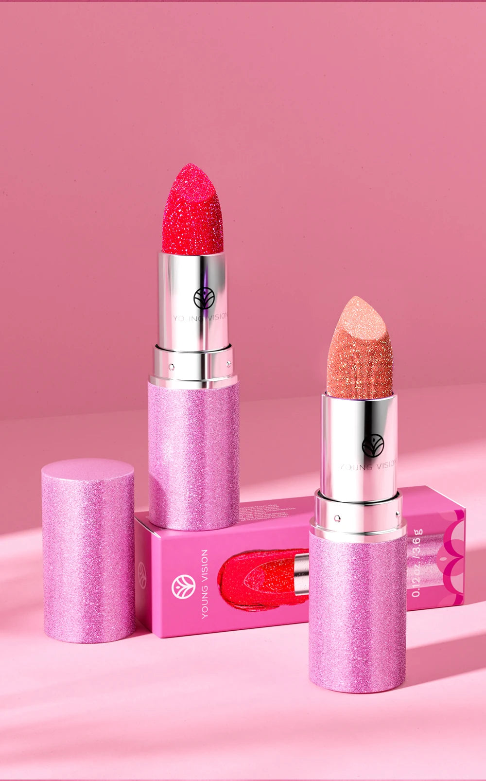 YOUNG VISION 6 pearlized shimmer lipsticks and eyeshadows