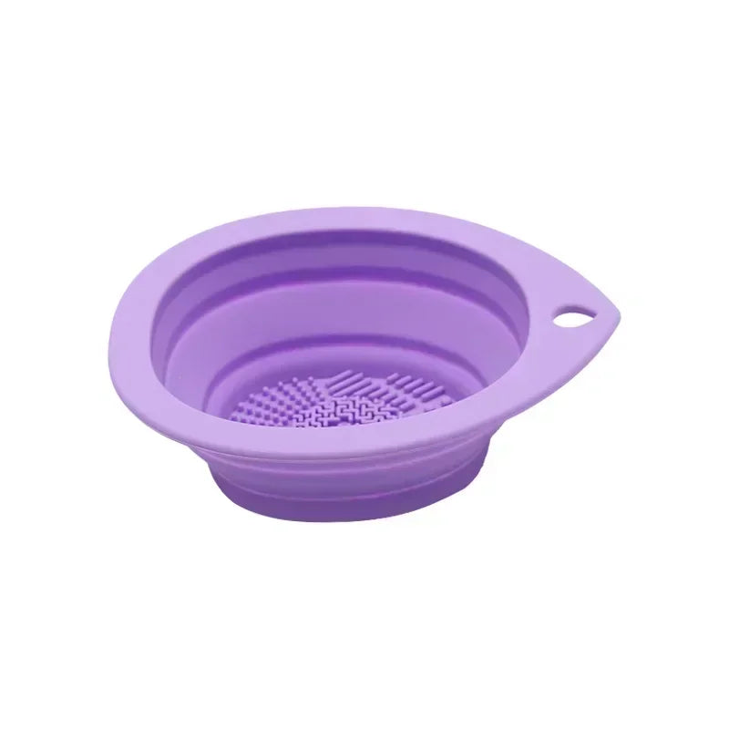 Silicone Makeup Brush Cleaner Foldable Powder Puff Bowl
