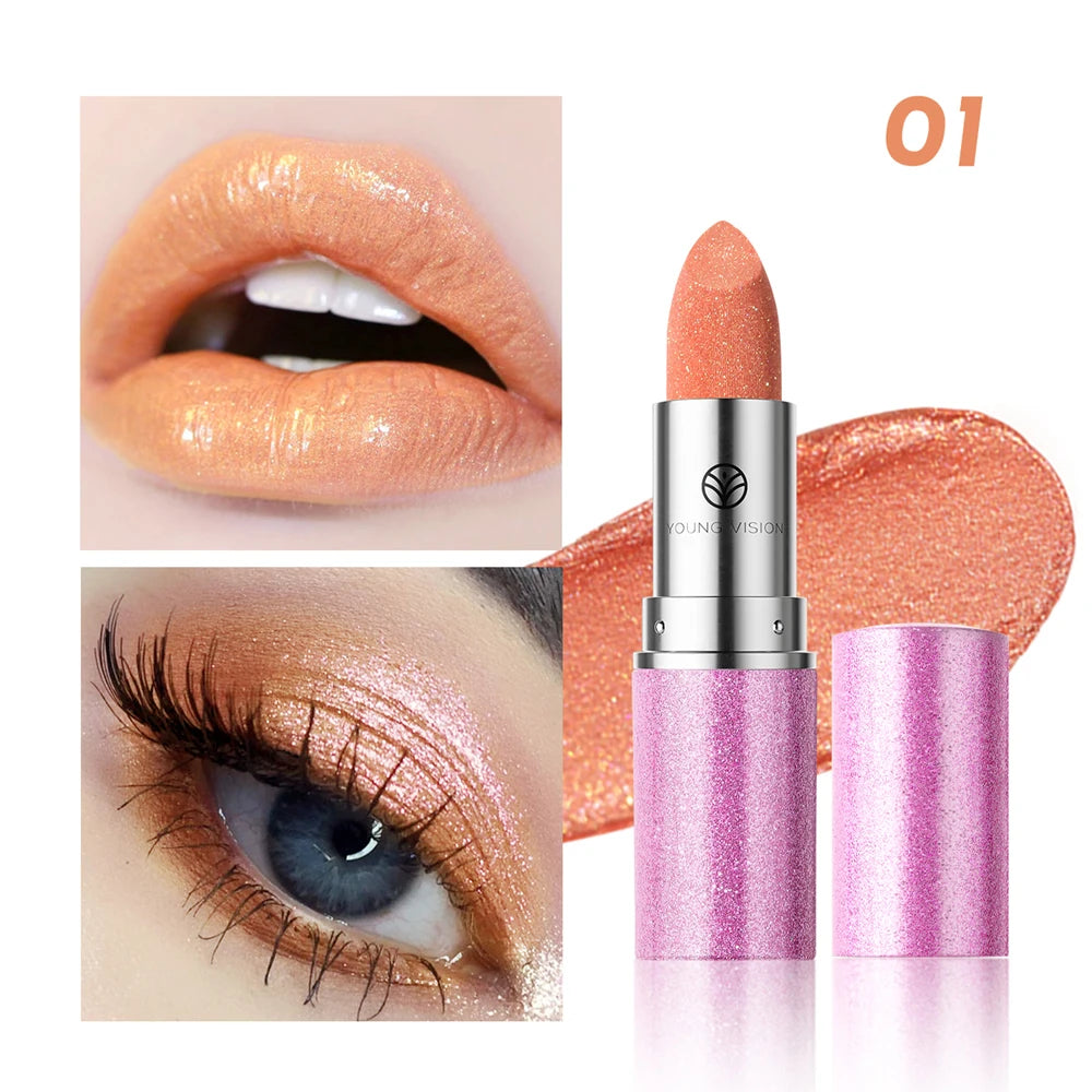 YOUNG VISION 6 pearlized shimmer lipsticks and eyeshadows