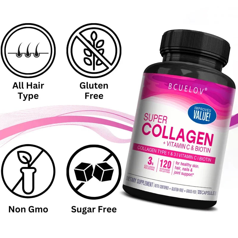 Collagen + Vitamin C plus Biotin, Anti-Aging Support,