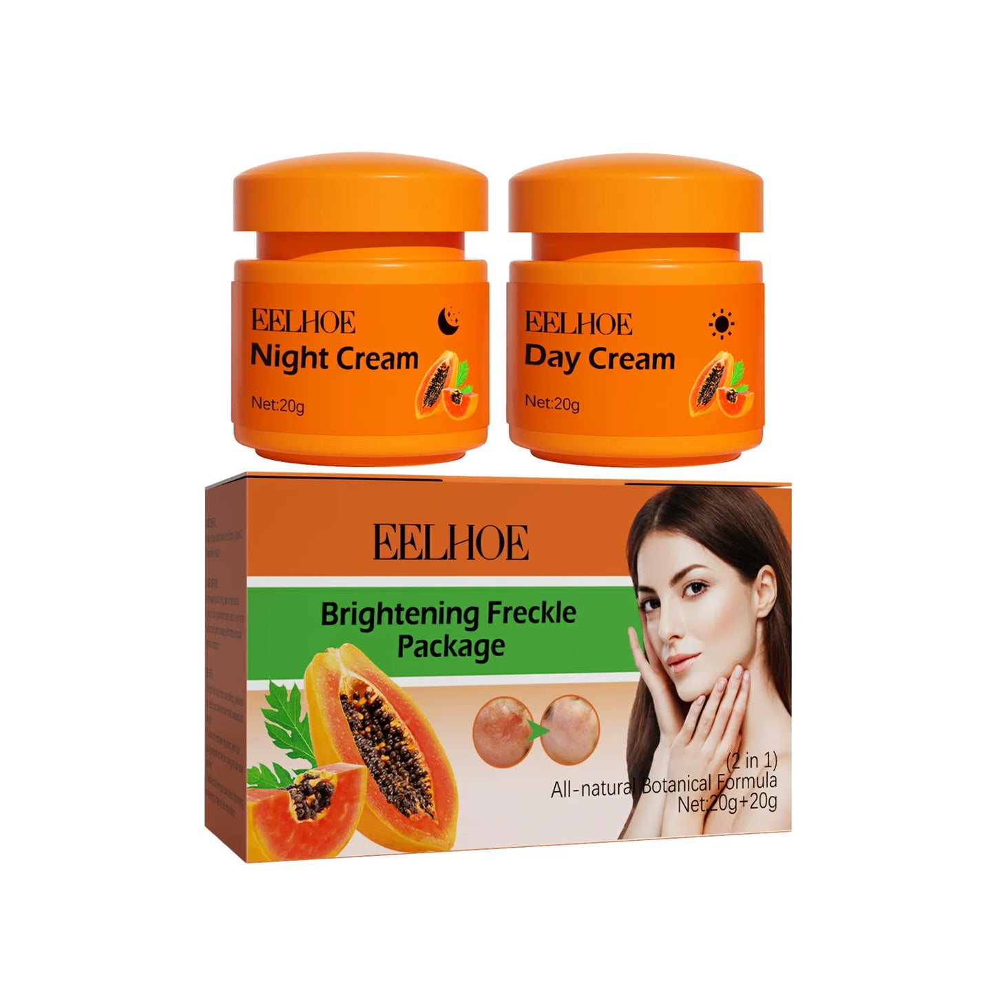 Freckle Whitening Face Cream Papaya Day Night Sun Spots Corrector