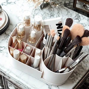 TLXT Makeup Organizer Countertop With Rotating Brush Holder