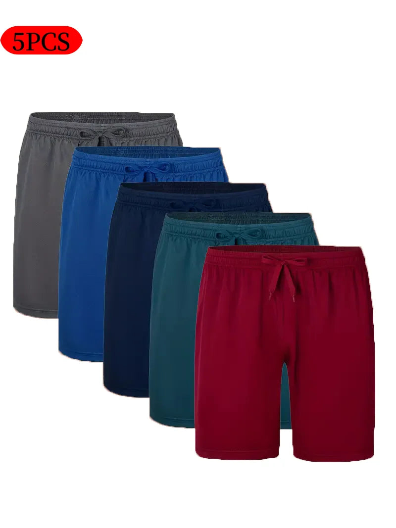 5-piece men's casual shorts with drawstring waistband,