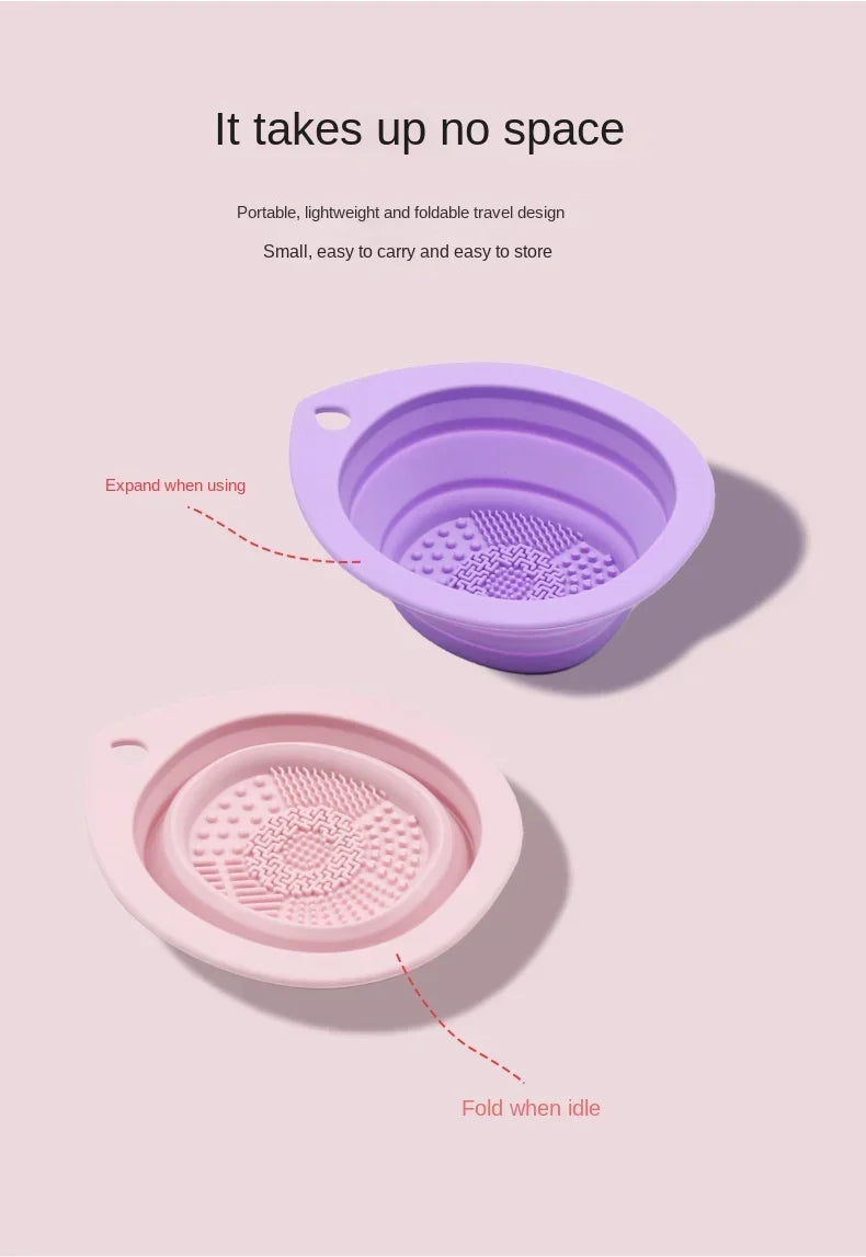 Silicone Makeup Brush Cleaner Foldable Powder Puff Bowl