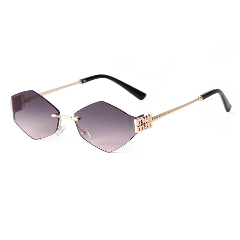 Trend Hexagon Rimless Sunglasses Women