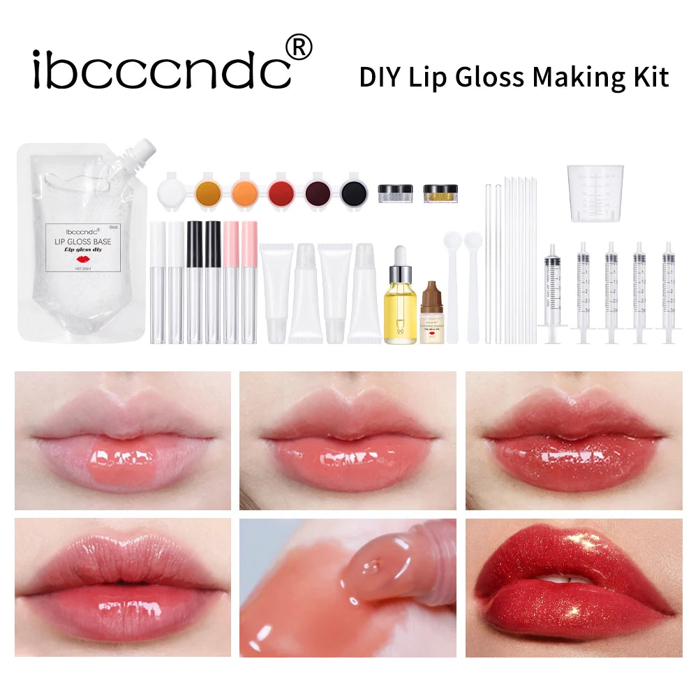 Lip Gloss Base Moisturizing Diy New Lip Gloss Making Kit Raw Material Tool Kit Shiny Glitter Lip Tints Glaze Handmade Cosmetic