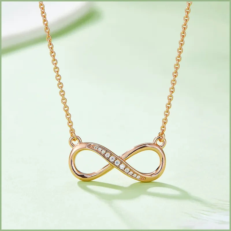 Rose Gold 925 Sterling Silver Moissanite Infinity Necklace