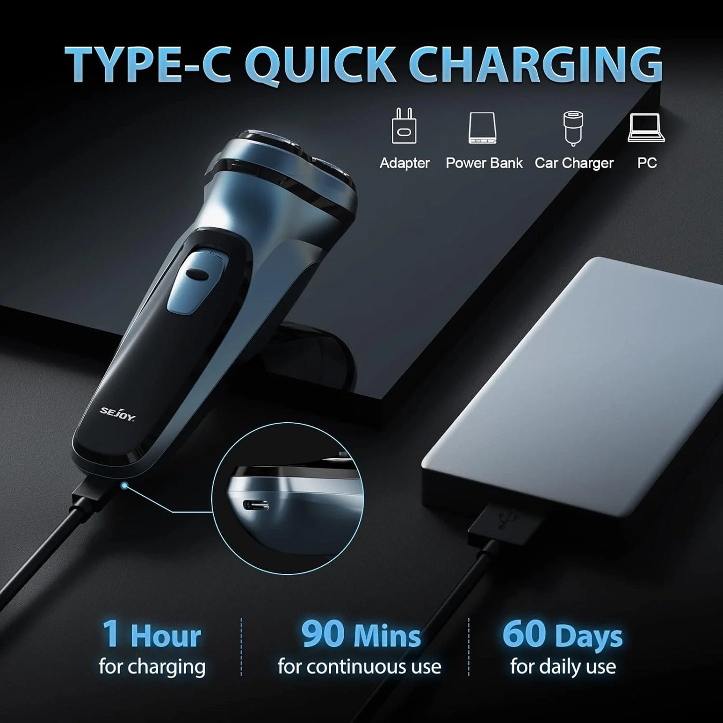 Sejoy Electric Razor for Men Rechargeable