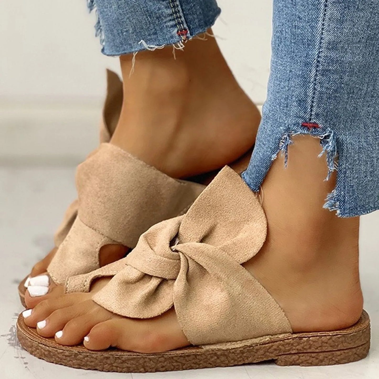 Retro Bohemian Slippers Womens Bowknot Straps