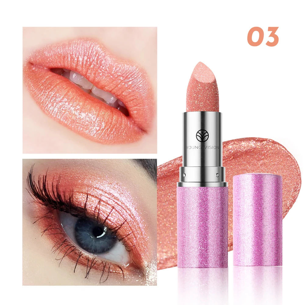 YOUNG VISION 6 pearlized shimmer lipsticks and eyeshadows