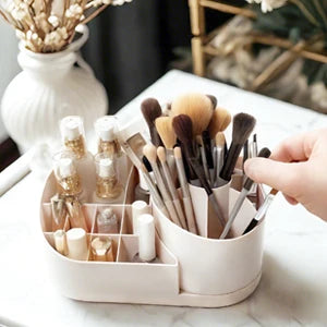 TLXT Makeup Organizer Countertop With Rotating Brush Holder