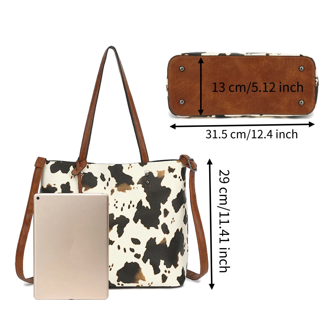 Cow Print Tote Bag for Women Western Purse Boho