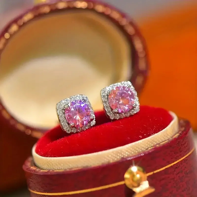 925 Silver Plating. 1 Carat Pink Moissanite*