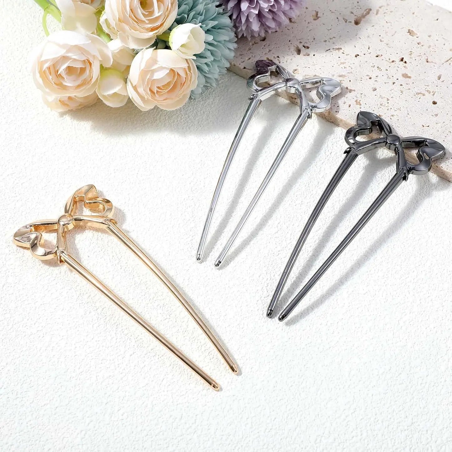 Vintage Classical Metal U Shaped Hairpins Set Of Three
