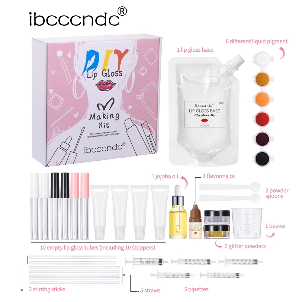 Lip Gloss Base Moisturizing Diy New Lip Gloss Making Kit Raw Material Tool Kit Shiny Glitter Lip Tints Glaze Handmade Cosmetic