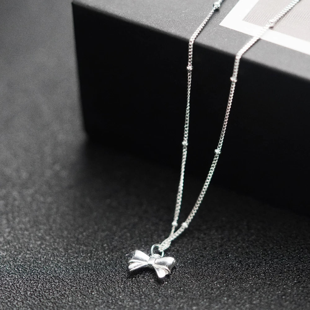 S925 Silver Elegant&Plated Bow Necklace - Perfect Gift for Any Occasion.