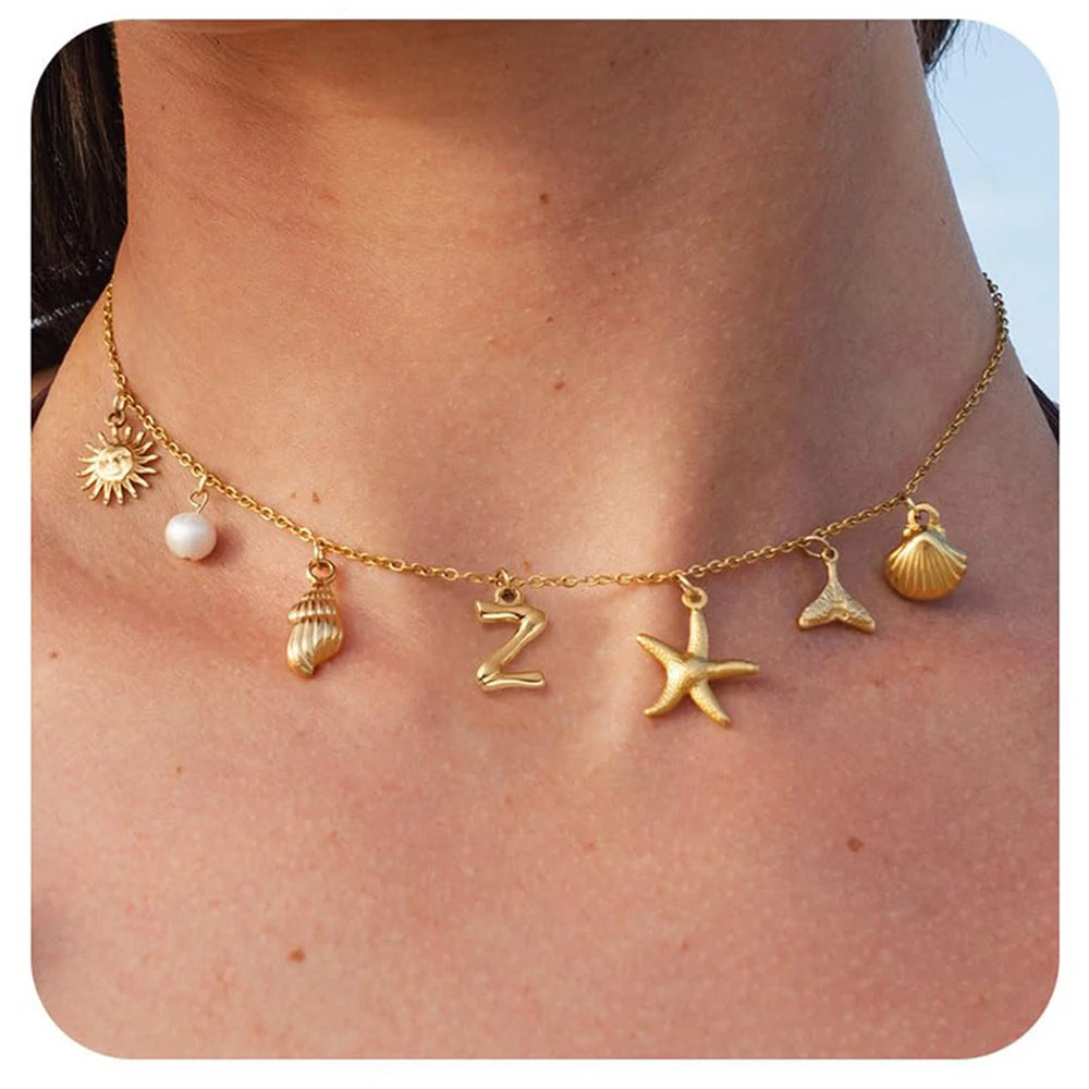 Surfer Girl Necklace Beach Jewelry Initial Necklace