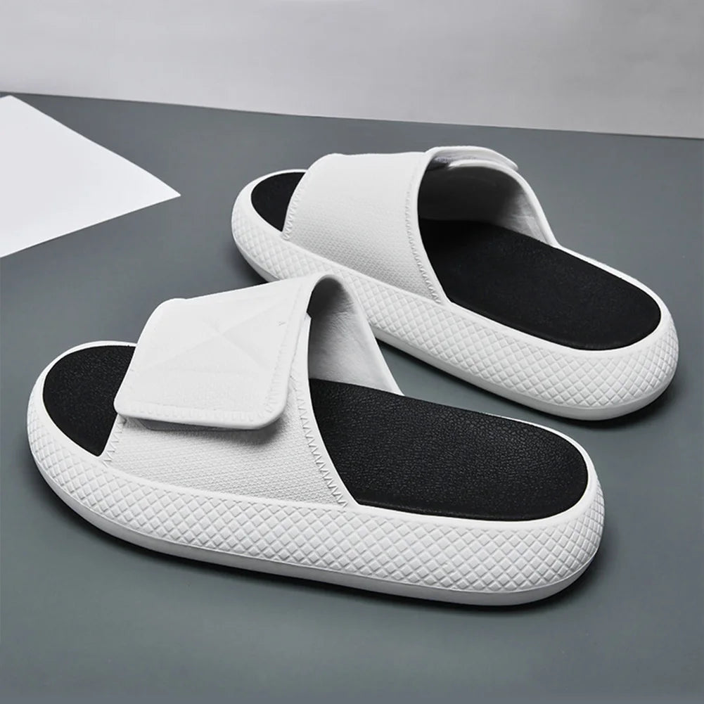 Pillow Slippers Thick Sole House Slides Adjustable Strap