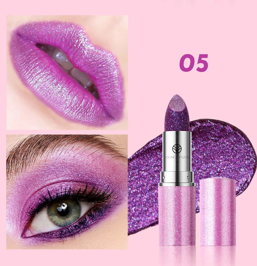 YOUNG VISION 6 pearlized shimmer lipsticks and eyeshadows