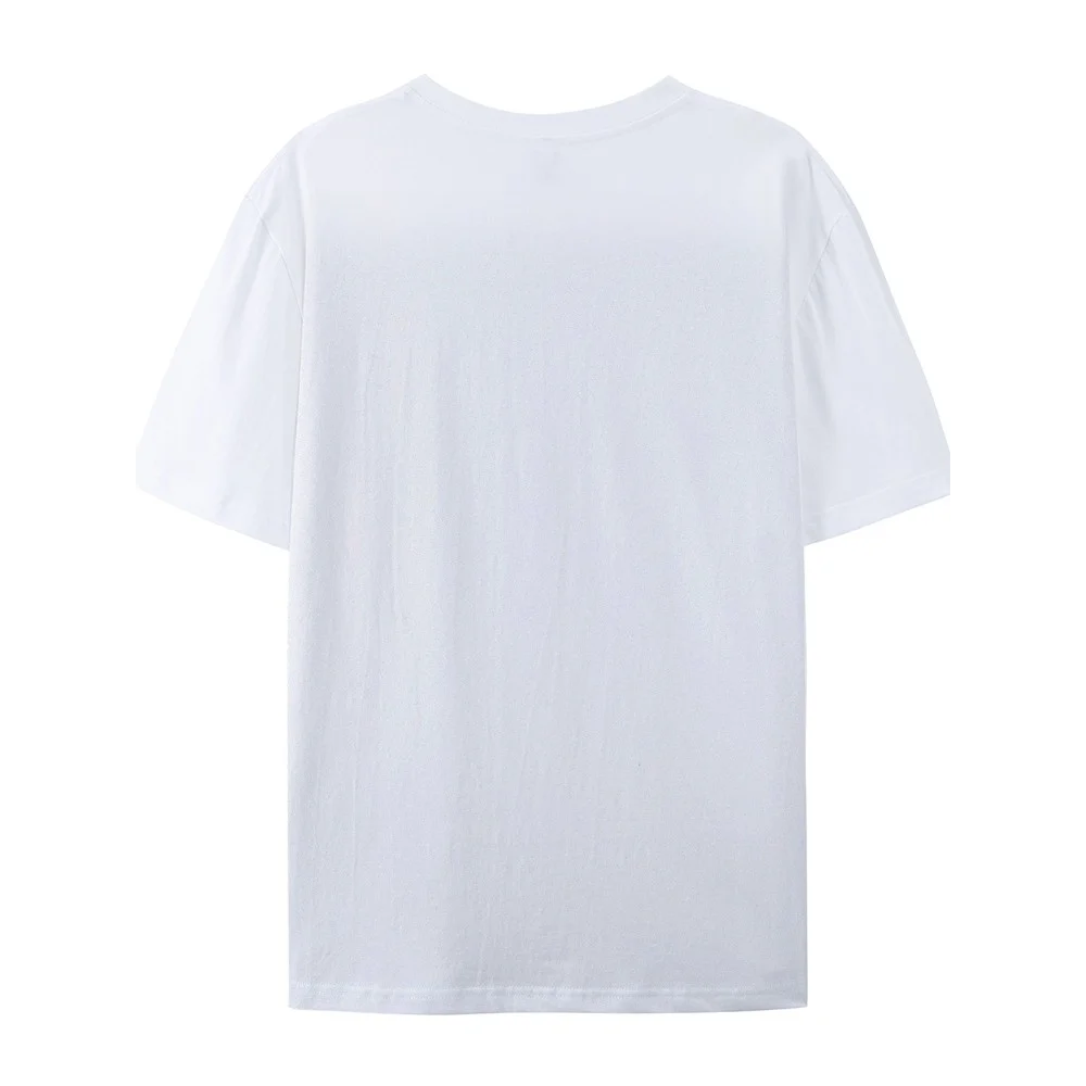 Cat Printed Animal Patterns Tees Simple Women's Round Neck Cotton T-Shirt