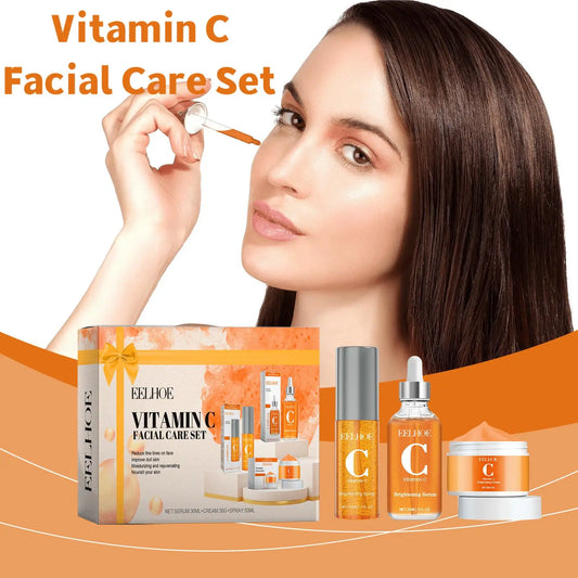 1set Vitamin C Facial Skin Care Set Moisturizing Brightening Reduce Dark Spot Skin