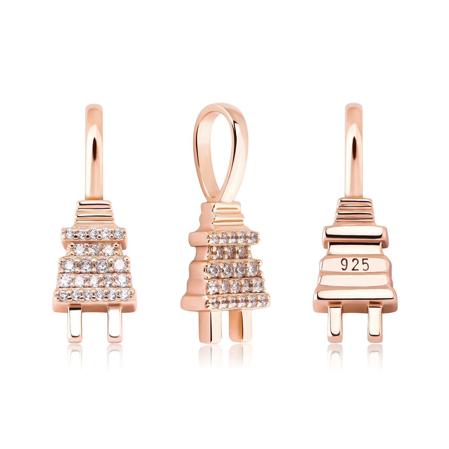 GUCY 925 Sterling silver Women Iced Out Bling Plug Pendant Necklace
