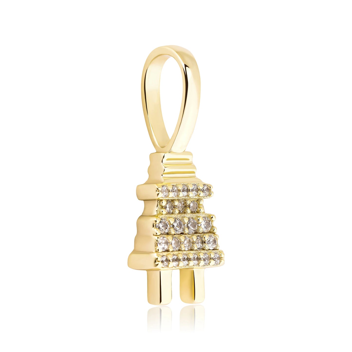 GUCY 925 Sterling silver Women Iced Out Bling Plug Pendant Necklace
