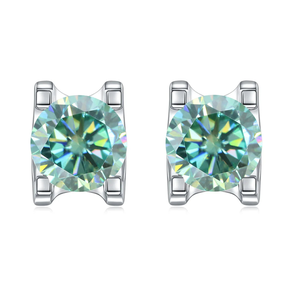 GEM'S BALLET 925 Silver 585 14K 10K 18K Gold 6 Prong Round Stud Earrings