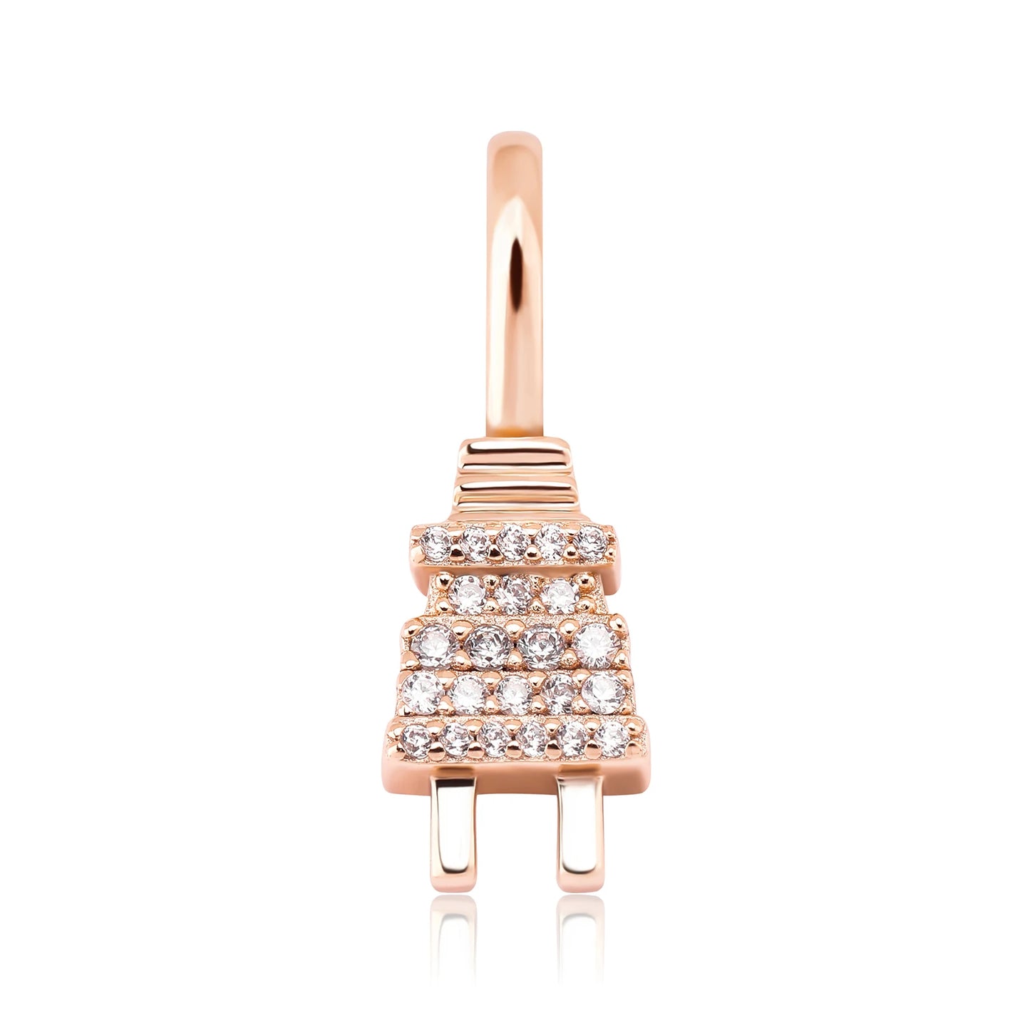 GUCY 925 Sterling silver Women Iced Out Bling Plug Pendant Necklace
